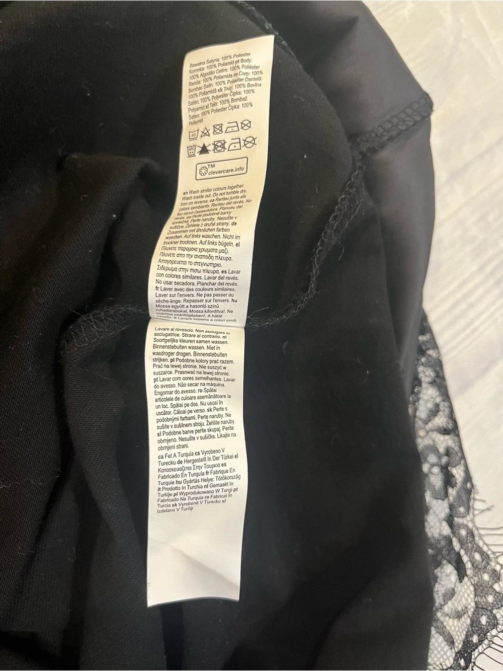 Primark Black Satin Lace Hem Short-Sleeve T-Shirt Sz M - Picture 8 of 8